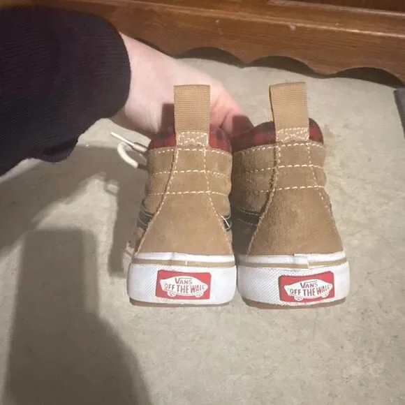 Vans Sk8-Hi Plaid Brown/Black Boys Size 12.5 - Picture 5 of 7